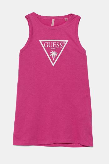 Dievčenské bavlnené šaty Guess ružová farba, mini, rovný strih, J4GK35 JA914