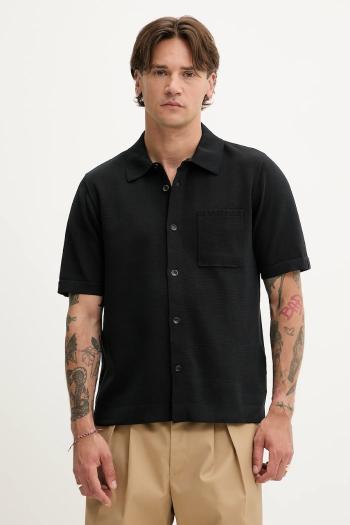 Košeľa Rag & Bone čierna farba, regular, MBS25P038LN38