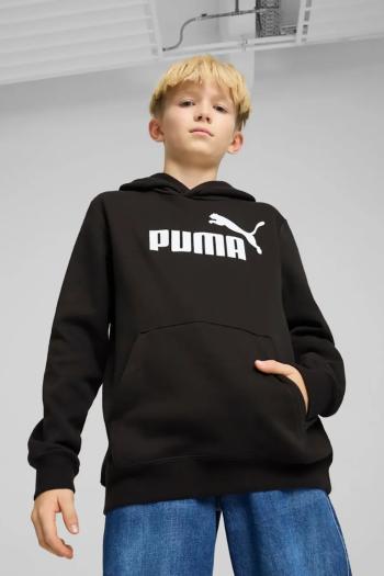 Detská mikina Puma ESS No. 1 Logo Hoodie FL B čierna farba, s kapucňou, s potlačou, 684908