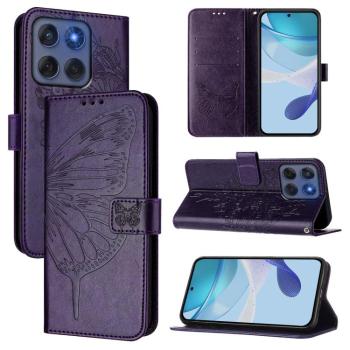 ART BUTTERFLY Peňaženkový obal pre Motorola Edge 60 / Edge 60 Fusion  tmavofialový