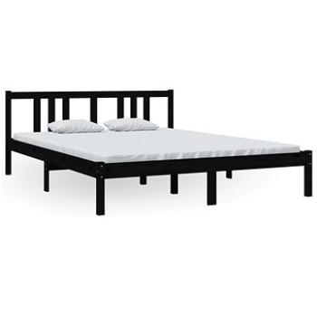 Rám postele čierny masívne drevo 150 × 200 cm King Size, 814893