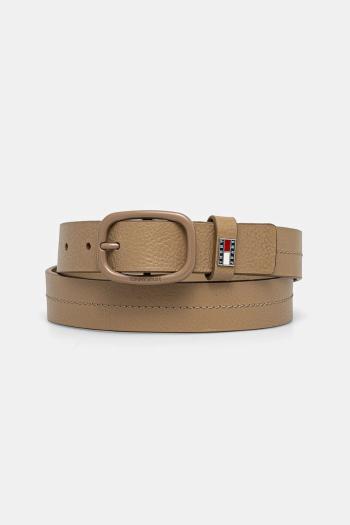 Semišový opasok Tommy Jeans zelená farba, AW0AW17392