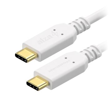 Adatkábel AlzaPower Core USB-C to USB-C 2.0, 3A, 60W, 3m, fehér