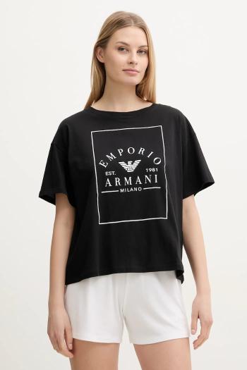 Bavlnené tričko Emporio Armani Underwear dámske, čierna farba, EW000553 AF10887