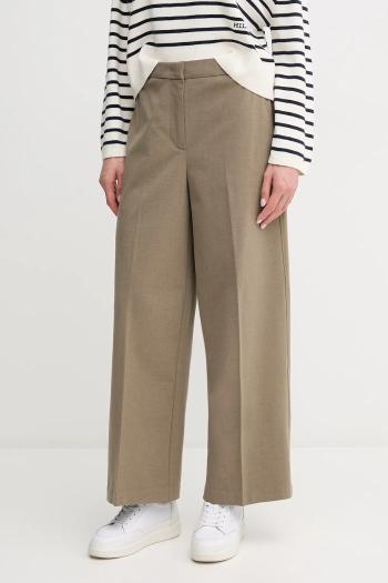 Nohavice Tommy Hilfiger dámske, béžová farba, široké, vysoký pás, WW0WW45463