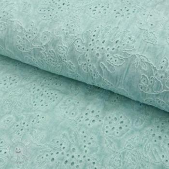 Bavlnená látka VOILE EMBROIDERY Vintage aqua
