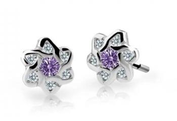 Cutie Jewellery Detské náušnice z bieleho zlata C2149-30-X-2 fialová