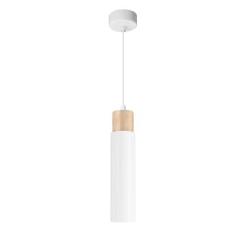 Závesná lampa Claro biela 1x15W GU10 tienidlo biele+drevené