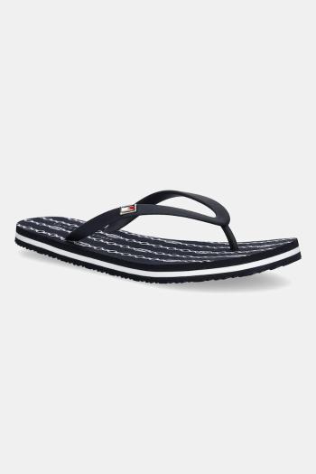 Šľapky Tommy Hilfiger HILFIGER STRAP BEACH SANDAL tmavomodrá farba, na plochom podpätku, FW0FW08518
