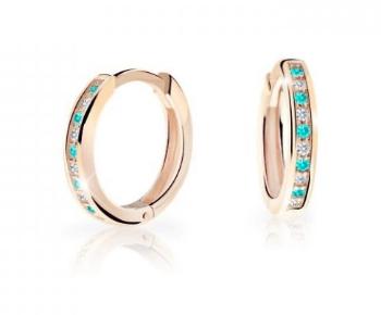 Cutie Jewellery Nadčasové kruhové náušnice z ružového zlata C3343-80-X-4 svetlo zelená