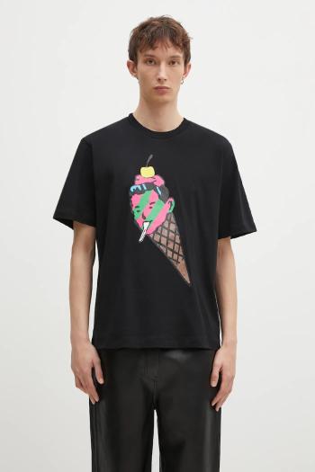 Bavlnené tričko ICECREAM Cone Man pánske, čierna farba, s potlačou, IC24483
