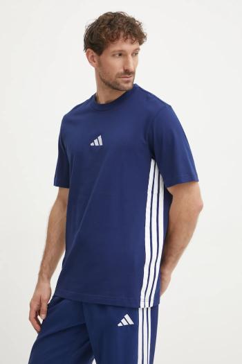 Bavlnené tričko adidas Essentials pánske, tmavomodrá farba, vzorované, JE6399