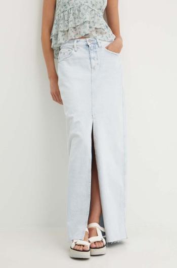 Rifľová sukňa Tommy Jeans maxi, rovný strih, DW0DW17672