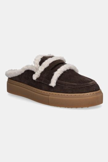 Semišové papuče Inuikii Mule Wool hnedá farba, 1004.017.0011.152
