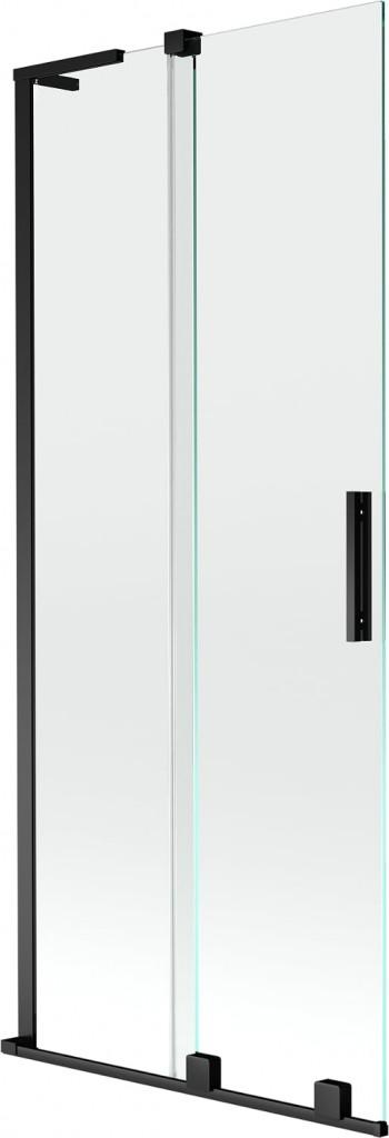MEXEN/S - Velar L dvojkrídlová posuvná vaňová zástena 85 x 150, transparent, čierna 896-085-003-01-70