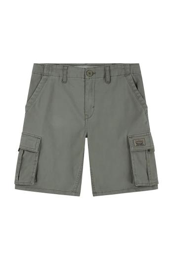Detské krátke nohavice Levi's TRADITIONAL CARGO SHORTS zelená farba, nastaviteľný pás 9EM381