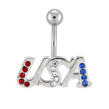 Piercing do pupku - USA vykladaný zirkónikmi