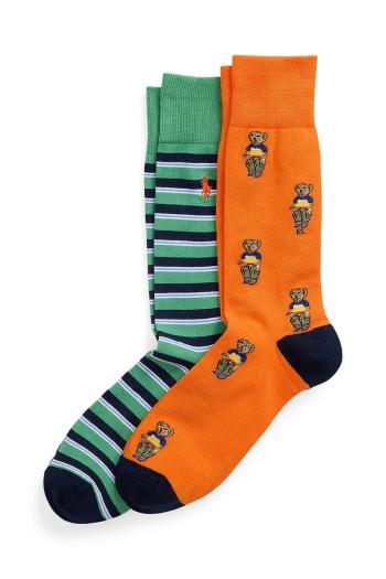 Ponožky Polo Ralph Lauren 2-pak pánske, oranžová farba, 449973042