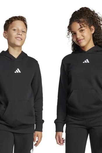 Detská mikina adidas čierna farba, s kapucňou, jednofarebná, JC9772