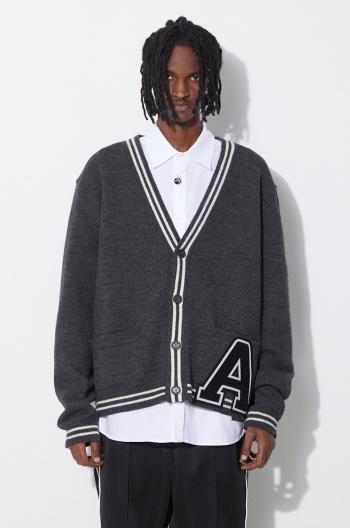 Vlnený kardigán AMBUSH A Patch Knit Cardigan šedá farba, BMHB003S24KNI