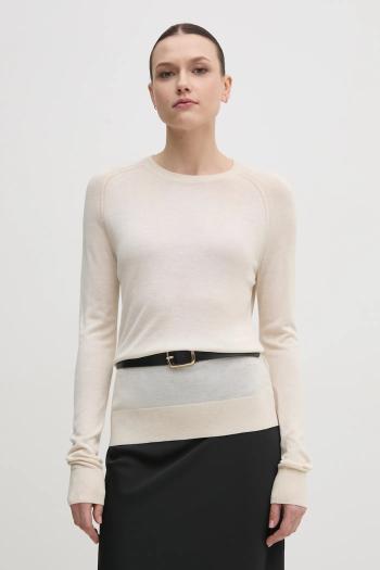 Sveter s prímesou hodvábu Calvin Klein béžová farba, tenký, K20K208199
