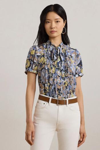 Košeľa Lauren Ralph Lauren dámska, voľný strih, s viazaním vo výstrihu, 200963606