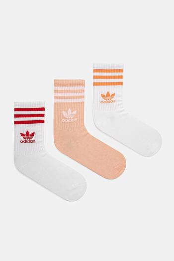 Ponožky adidas Originals 3-Stripes 3-pak biela farba, JI9472