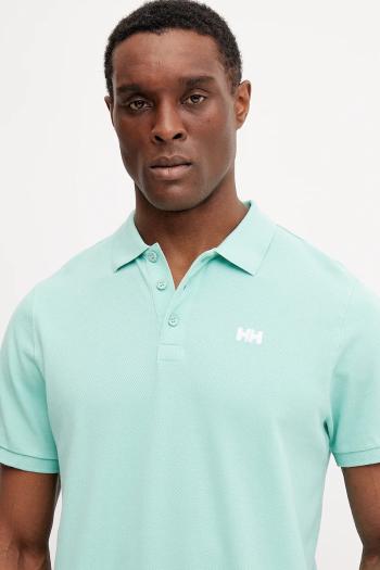 Bavlnené polo tričko Helly Hansen tyrkysová farba, jednofarebný