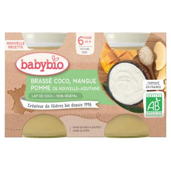 BABYBIO Brassé z kokosového mléka mango jablko 2 x 130 g