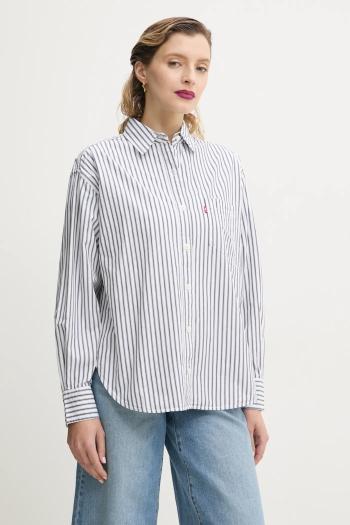 Bavlnená košeľa Levi's HARLIE NEW BF SHIRT dámska, šedá farba, voľný strih, s klasickým golierom, 001HM