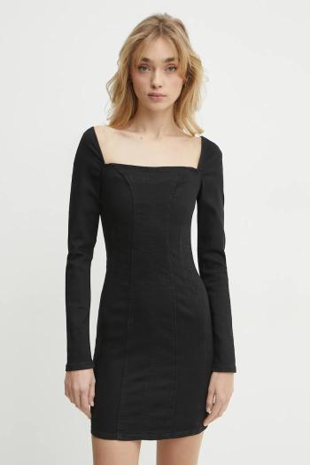 Rifľové šaty Guess MOLLY čierna farba, mini, priliehavé, W5RK84 D4PZ0