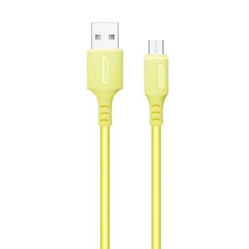 COLORWAY CABLE USB - MICROUSB (SOFT SILICONE) 2.4A 1M YELLOW (CW-CBUM043-Y)