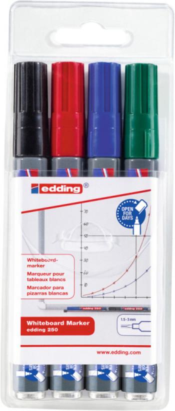 Popisovač Edding 250/4 na biele tabule 4 farby valcový hrot 1,5-3mm plniteľný
