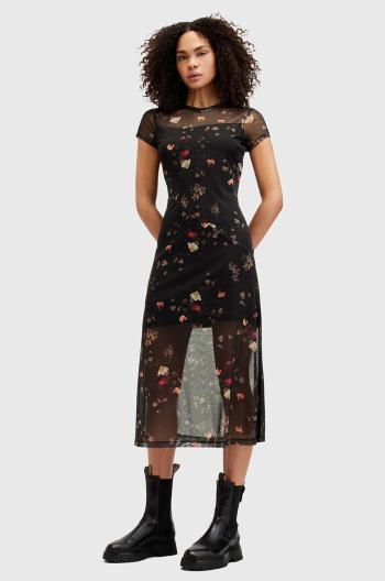 Šaty AllSaints HANNA KORA SS čierna farba, midi, priliehavé, W164DA