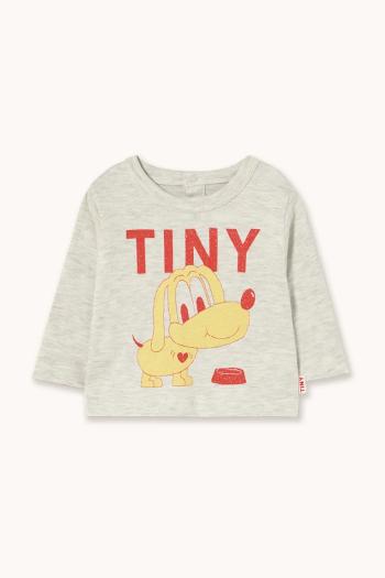 Tričko s dlhým rukávom pre bábätká Tinycottons PUPPY GRAPHIC BABY TEE béžová farba, s potlačou, AW25-321