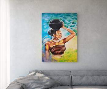 Maľba Afrika 100x140 cm viacfarebný akryl na plátne