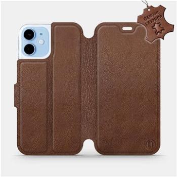 Flipové pouzdro na mobil Apple iPhone 12 mini - Hnědé - kožené -  Brown Leather (5903516373314)