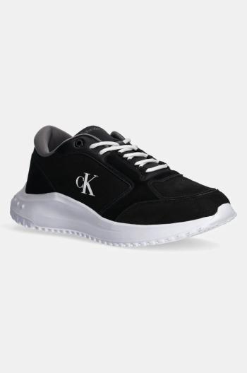 Kožené tenisky Calvin Klein Jeans EVA RUNNER LOW MG WMM čierna farba, YM0YM01145