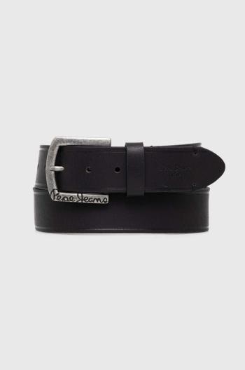 Kožený opasok Pepe Jeans MOSS BELT pánsky, čierna farba, PM021026