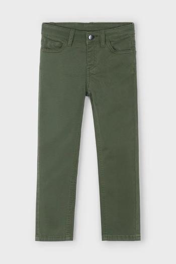 Nohavice Mayoral slim fit basic zelená farba, 517