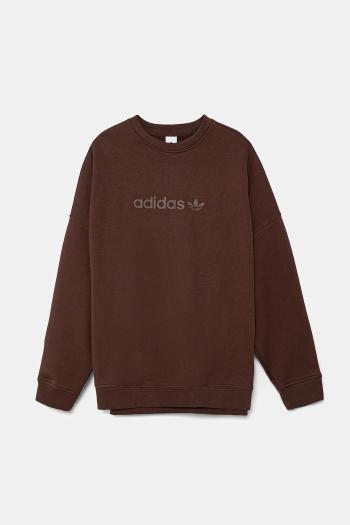 Mikina adidas Originals Essentials hnedá farba, s nášivkou, JW1018