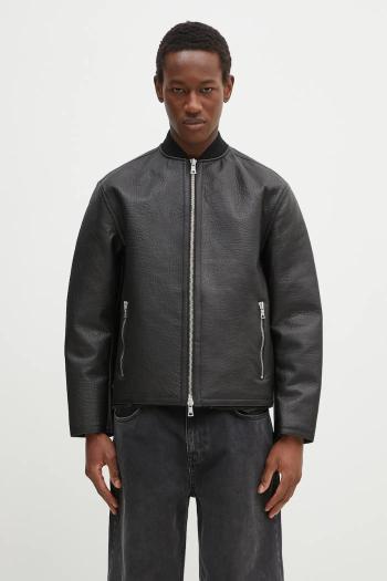 Kožená bunda MKI MIYUKI ZOKU Shearling Bomber Jacket čierna farba, prechodná, SHEARLING.BOMBER.JACKET