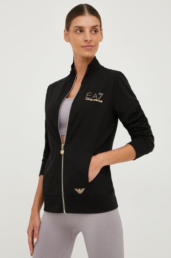 Mikina EA7 Emporio Armani dámska, čierna farba, s nášivkou