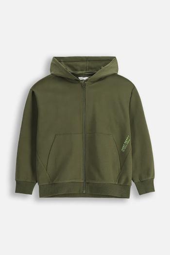 Detská bavlnená mikina Coccodrillo zelená farba, s kapucňou, jednofarebná, EVERYDAY BOY