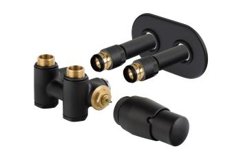 HOPA - THERMCOMB-SET, stredový ventil (Z4K) s pripojením pre elektrickú tyč - Farba - Čierna matná tmavá, Variant - Pravá RDTHERCOMSETRMB