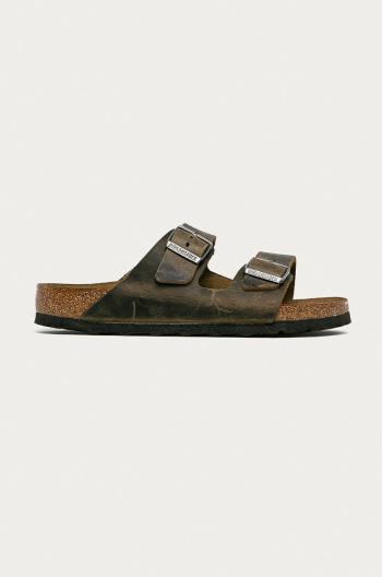 Kožené šľapky Birkenstock Arizona zelená farba