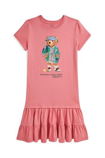 Šaty Polo Ralph Lauren ružová farba, midi, áčkový strih, 313971130001