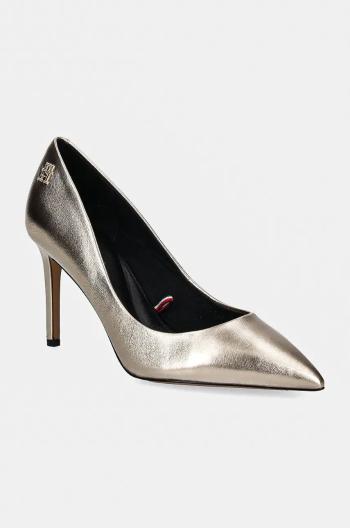 Kožené lodičky Tommy Hilfiger PARTY POINTED METALLIC PUMP zlatá farba, FW0FW08156