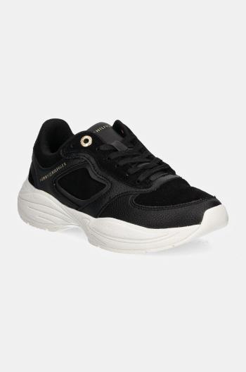 Kožené tenisky Tommy Hilfiger CHUNKY RUNNER čierna farba, FW0FW08130