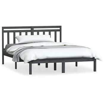 Rám postele sivý masívne drevo 135 × 190 cm Double, 3100566